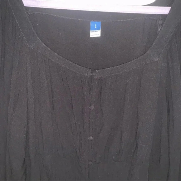 Old Navy Black Scoop Neck Rayon Button Up Blouse L - Picture 8 of 9